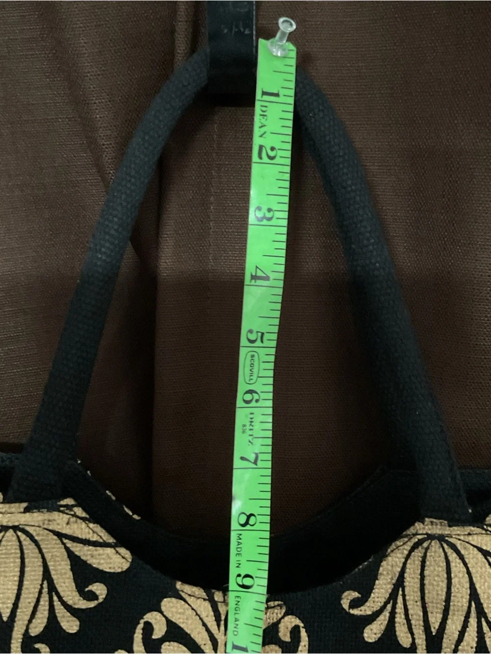 Black Burlap Gold Stamped Tote with woven Rope handles, New without tag.